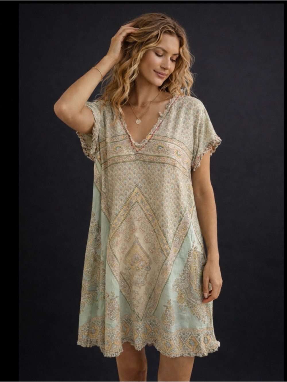 Lola Australia Floral Paisley Boho Pastel Dress